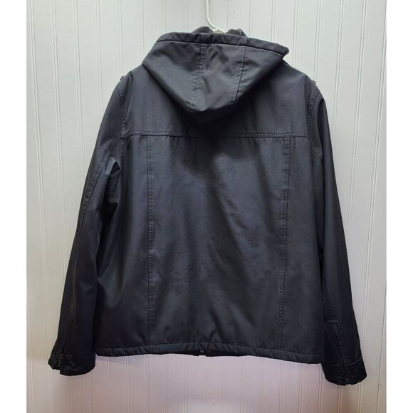 Kenneth Cole Reaction Mens Hooded Black Jacket With Zip & Button Closures Multip - Picture 5 of 15
